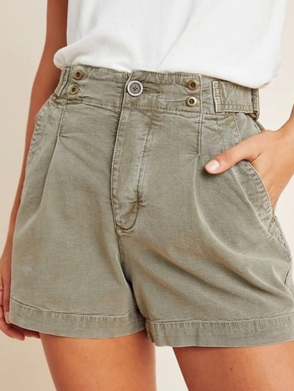 Anthropologie Liza Utility Shorts In Moss Green Size 32